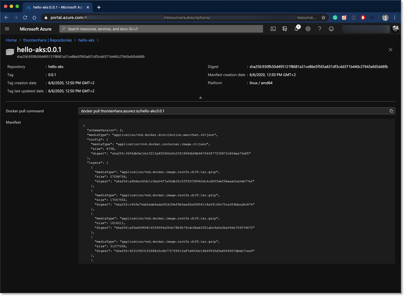 Azure Container Registry - Docker Image in ACR