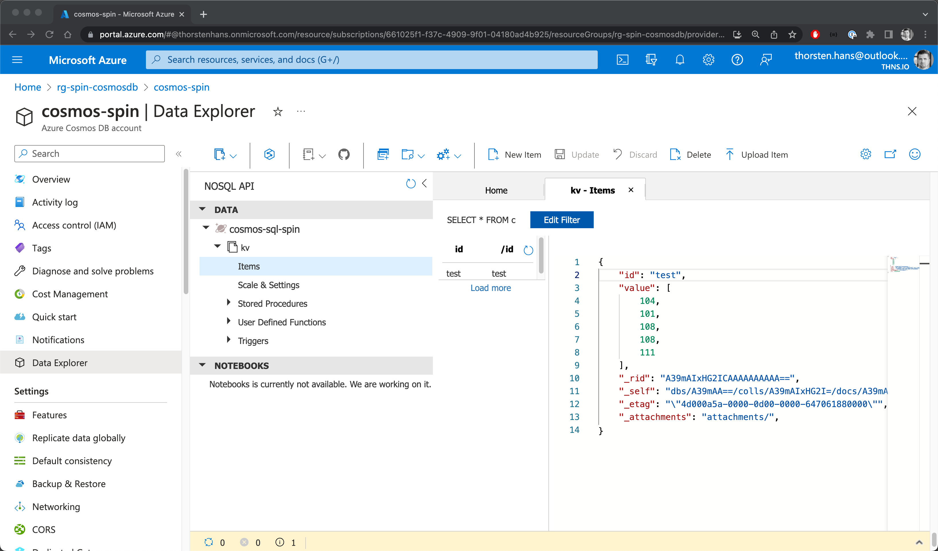 Our custom key in Azure Cosmos DB