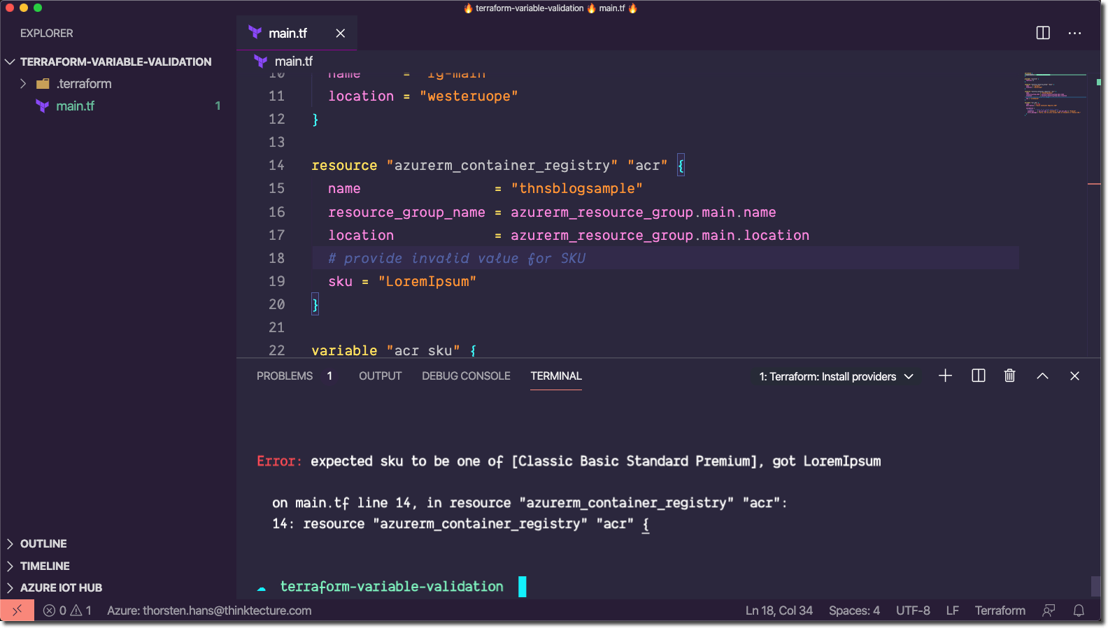 Terraform - Invalid property value provided