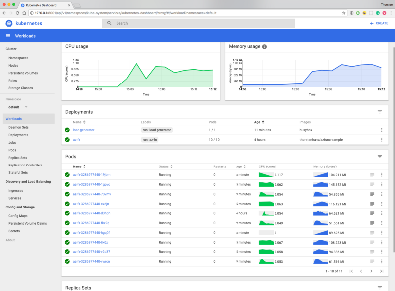 Kubernetes cluster with autoscaled deployment