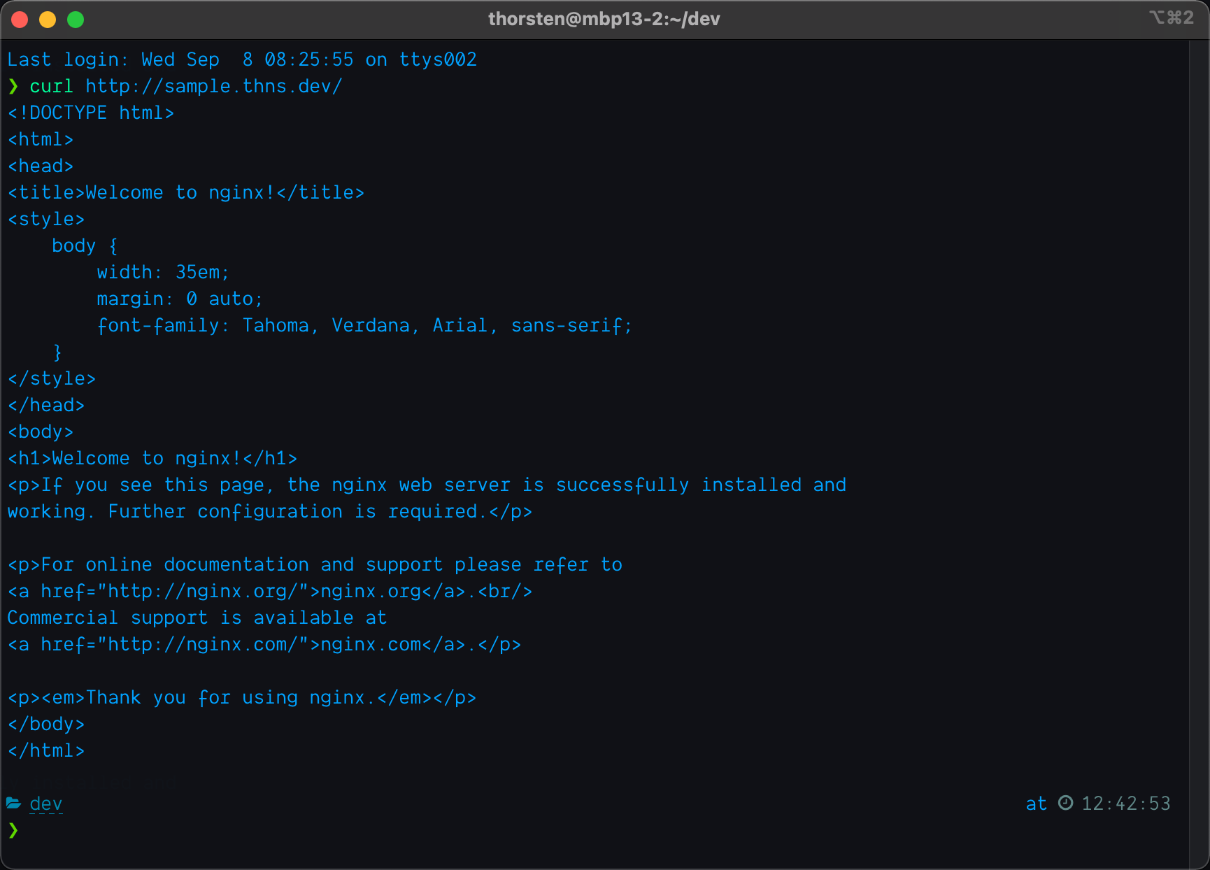 HTTP response - after a successful integration of External-DNS with Azure DNS