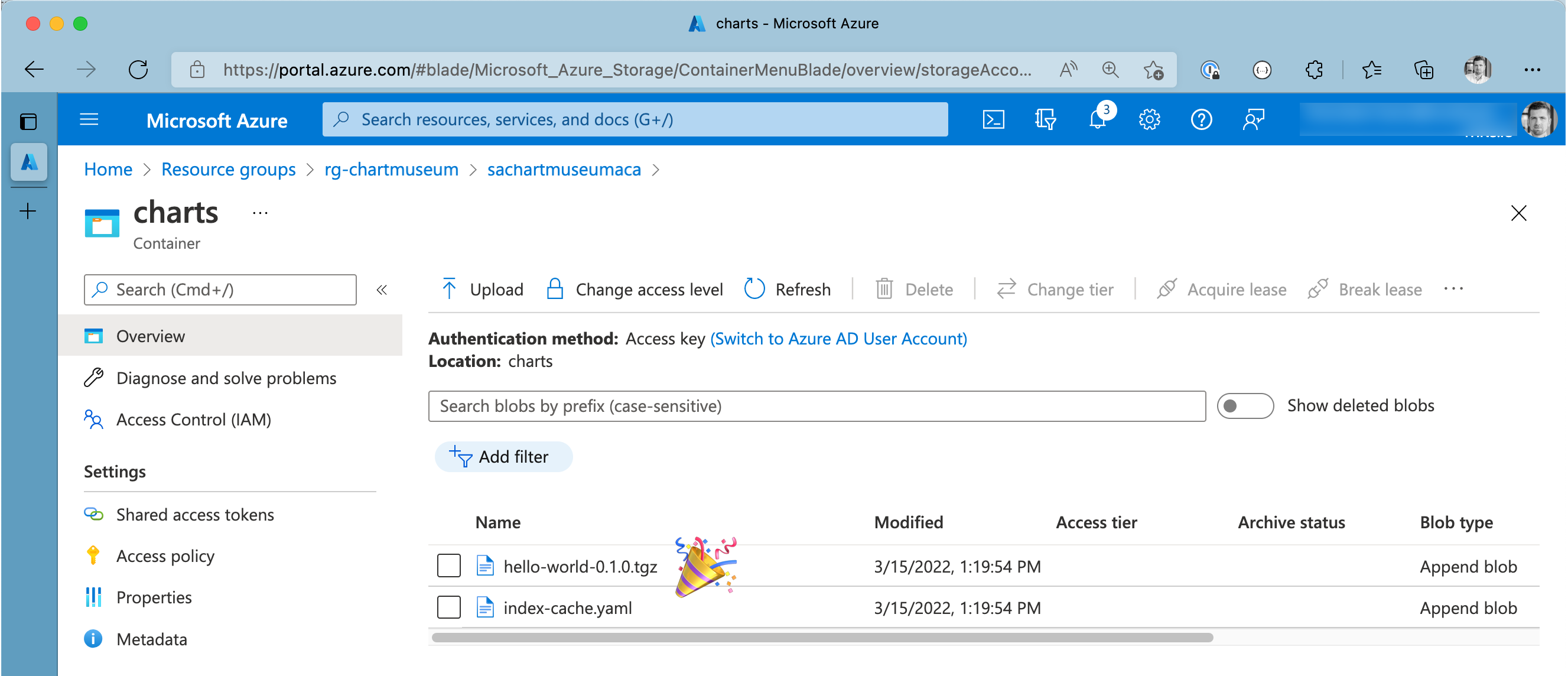 Custom Helm chart stored in Azure Storage Account