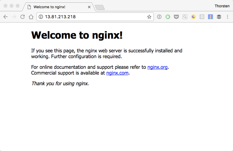 NGINX running on a Linux node in our Kubernetes cluster