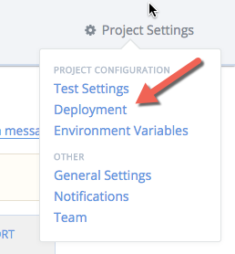 Deployment Settings link in CodeShip