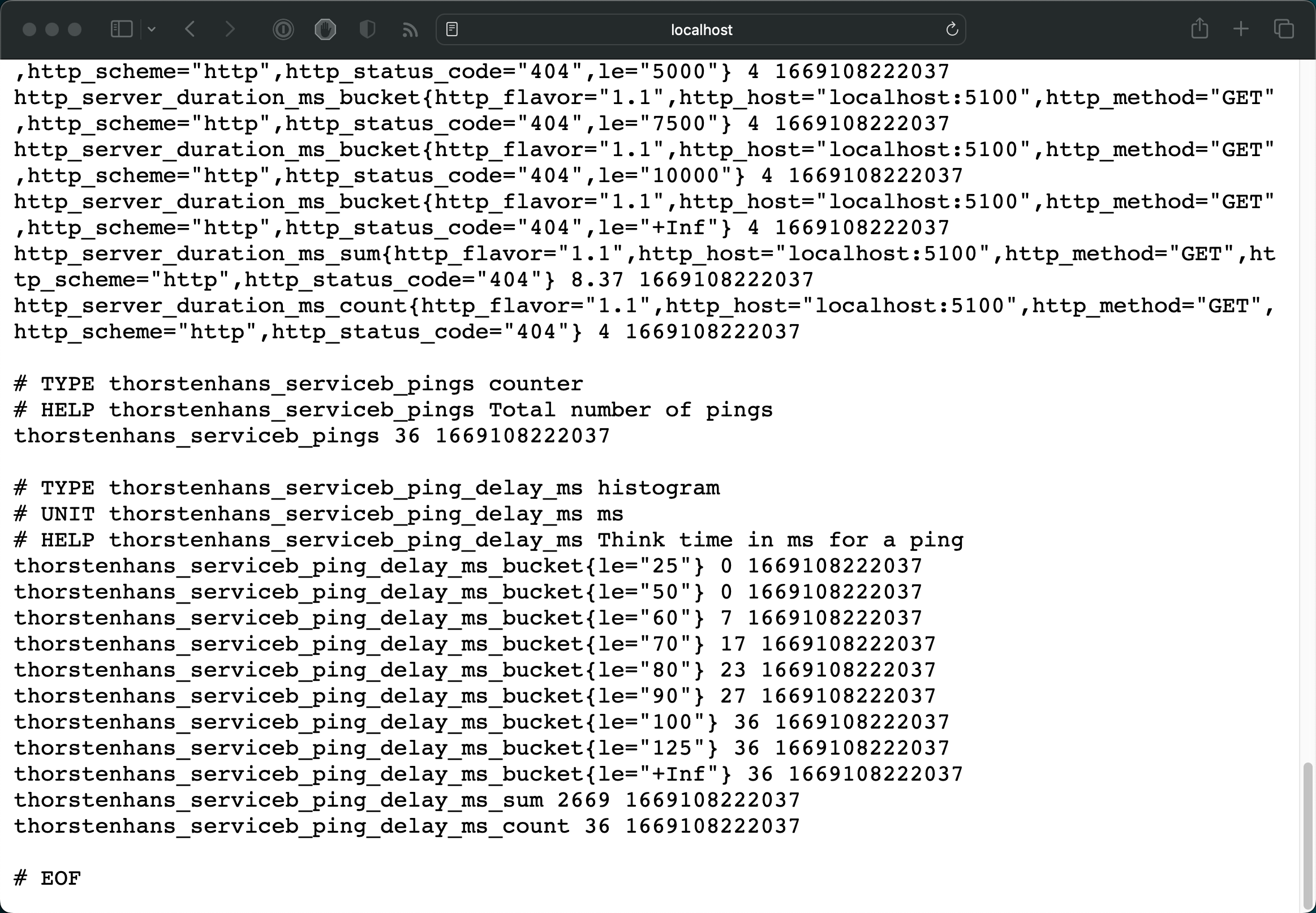 Metrics endpoint locally