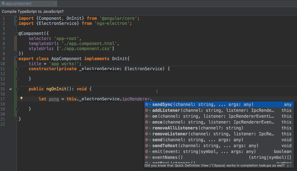 IntelliSense for Electron&rsquo;s APIs in Angular