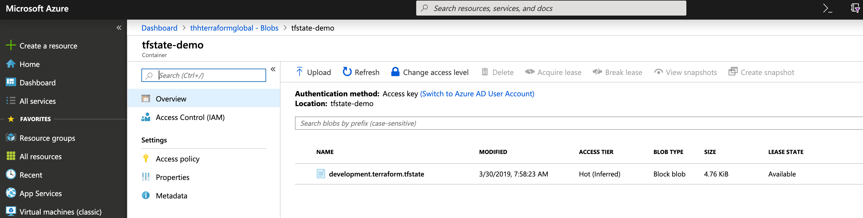 Remote State in Azure Blob Storage