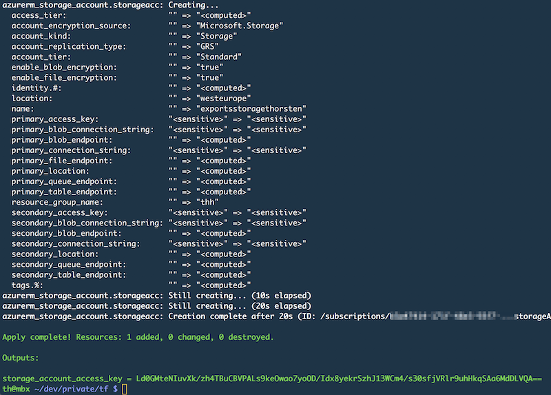 Terraform Outputs - printed by terraform apply