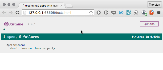 Jasmine Tests Result in Chrome