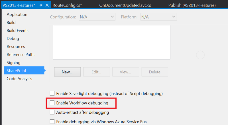Enable Workflow Debugging in Visual Studio 2013